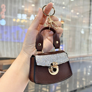 Mini rhinestone handbag shaped keychain product photo