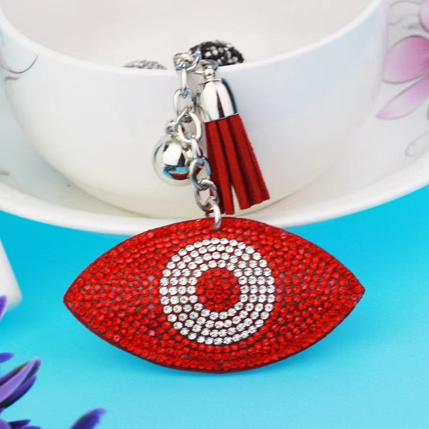 Crystal Evil Eye Bag Charm — Red