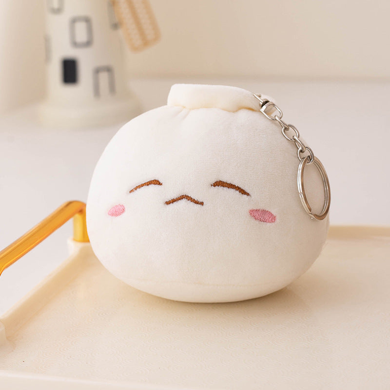 Bao Bun Plush Bag Charm — White - Closed Eyes