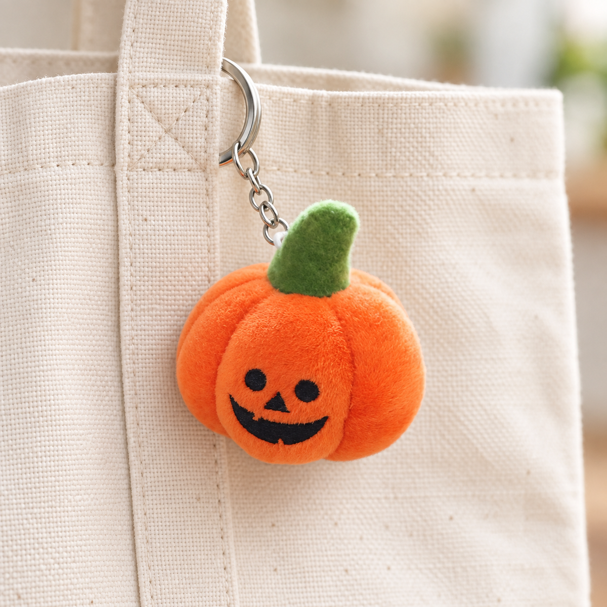 Pumpkin Plush Bag Charm styled on a bag; bag not included.