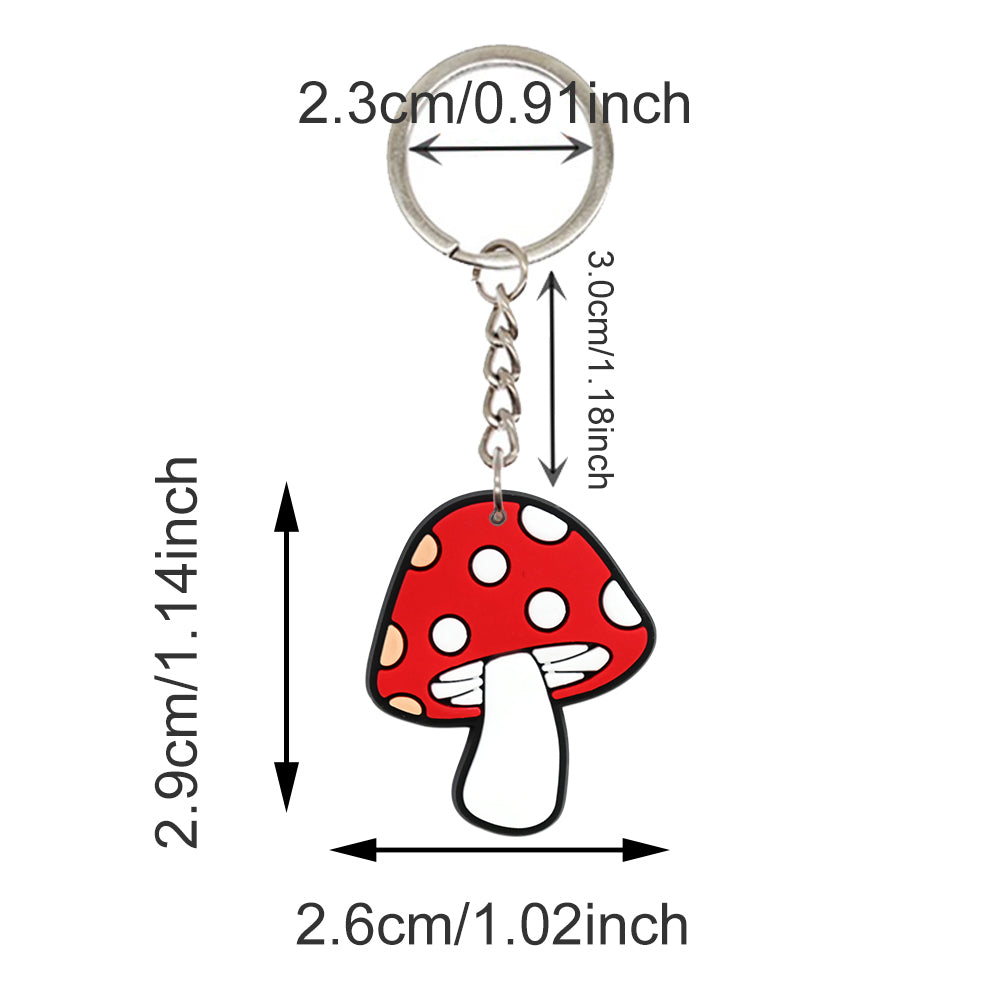 Red mushroom charm size and ring detail