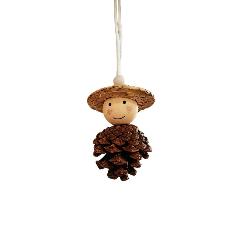 Pine Cone & Straw Hat Hanging Charm — supplier product detail 2