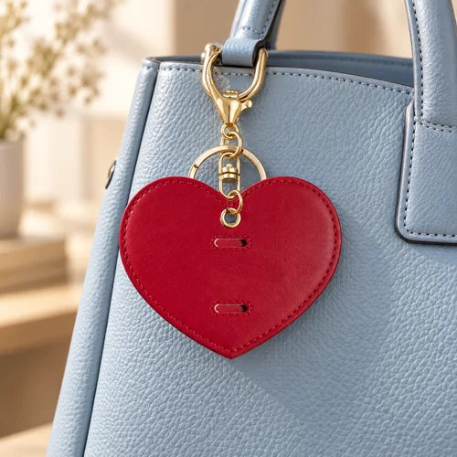 Heart Sunglasses Holder Pair styled on a handbag